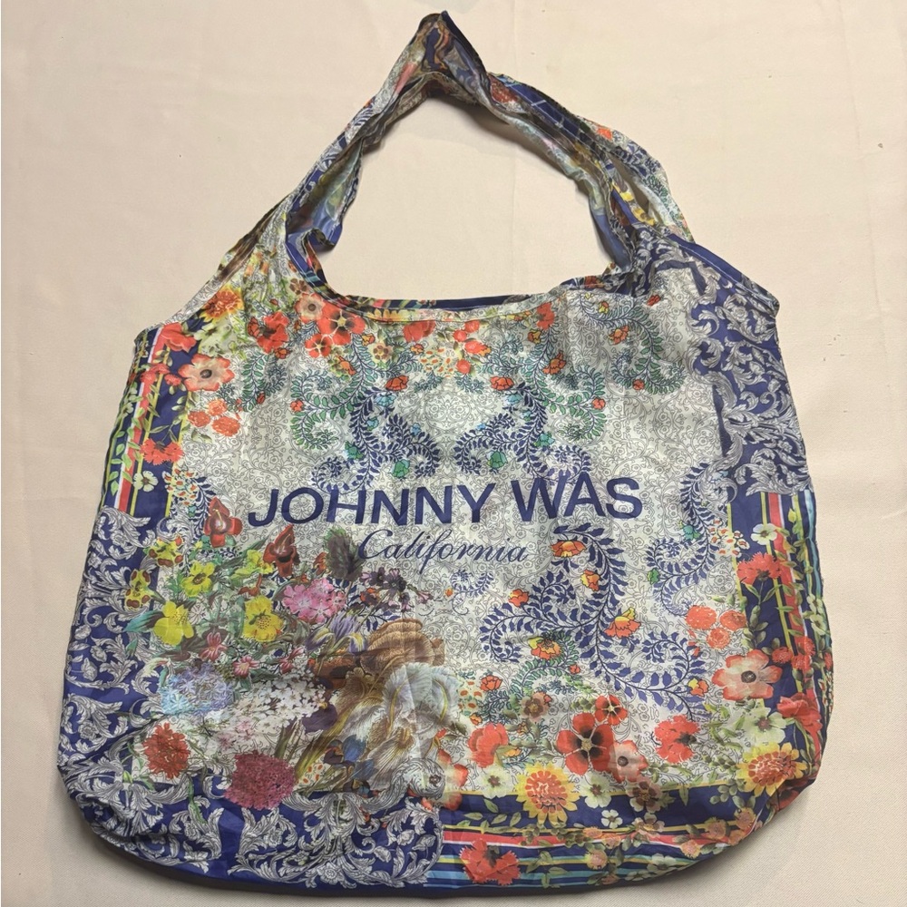 JOHNNY WAS Reusable‎ Shopping Bag Tote California Floral Butterly Nylon